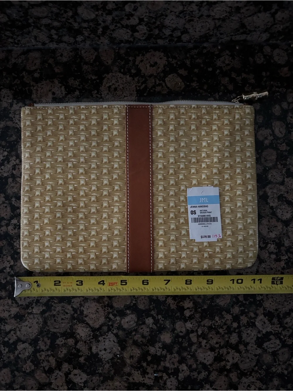 J. McLaughlin Gold Woven Clutch with Brown Accent